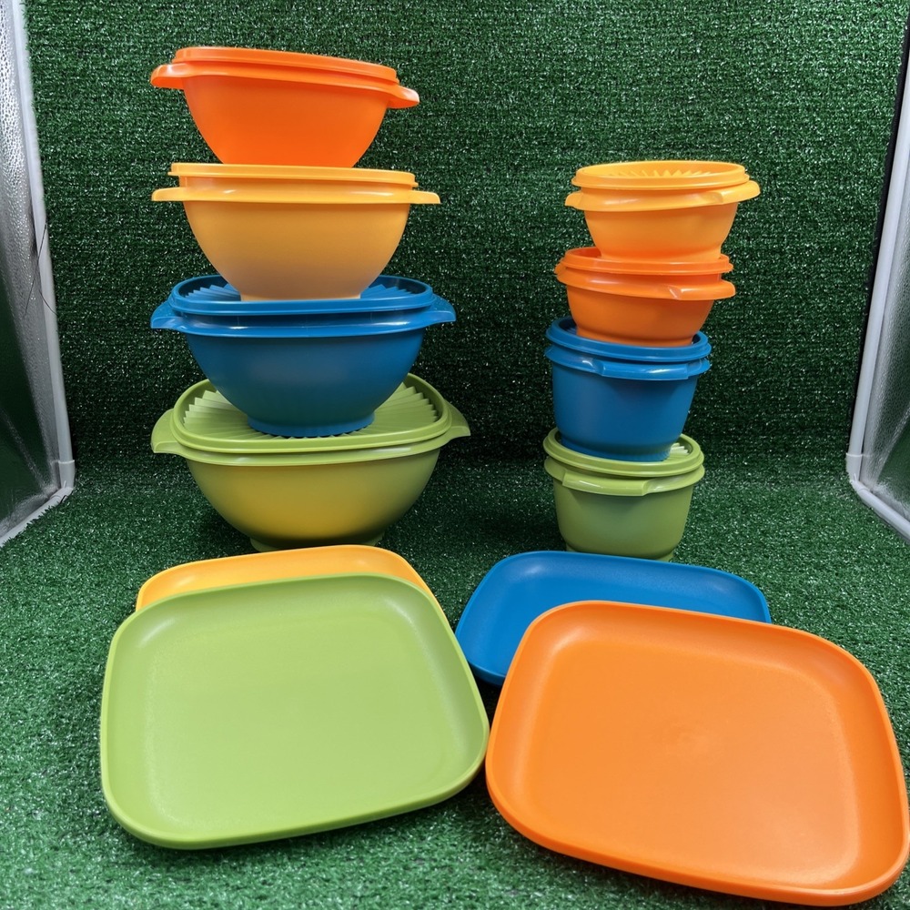 Tupperware Heritage 12 Retro 20 Piece Set Bowls Plates Lids New In Box
